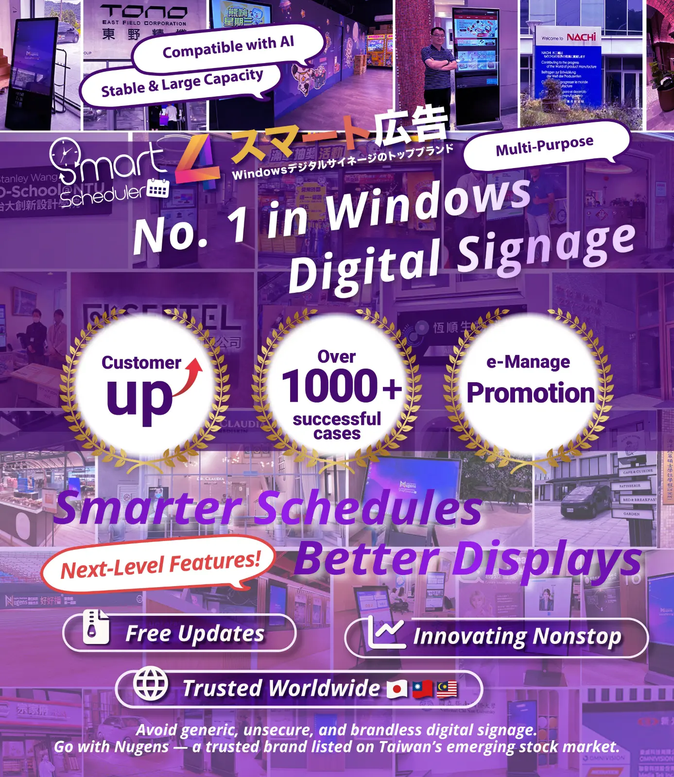 SmartScheduler No.1 Windeow Digital Signage, Compatible with AI, Stable & Large Capacity, Multi-Purpose