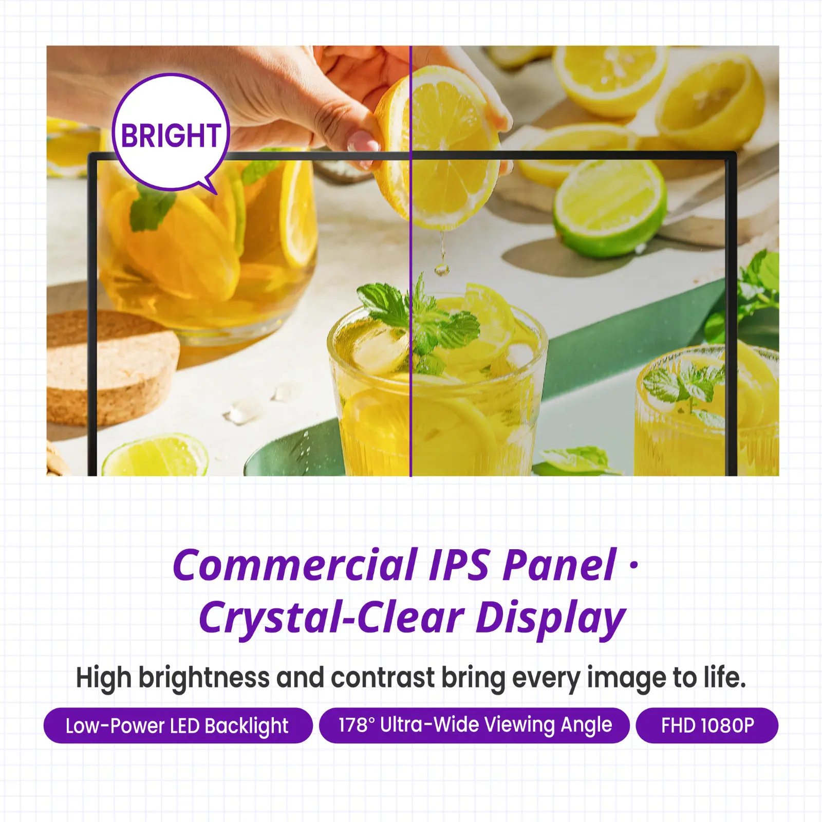 Commercial IPS Panel, Crystal-Clear Display
