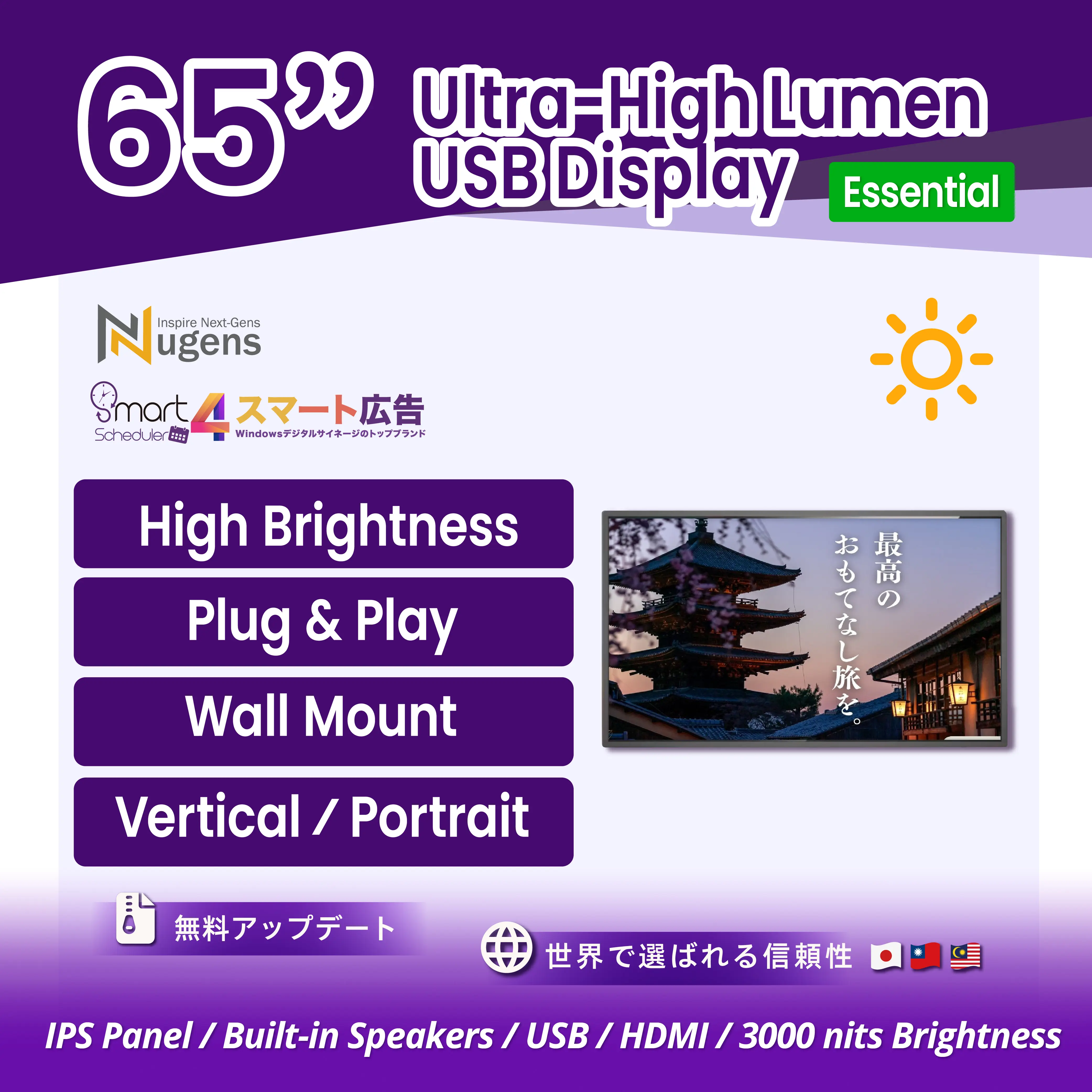 65 inch Ultra-High Lumen Digital Signage Display