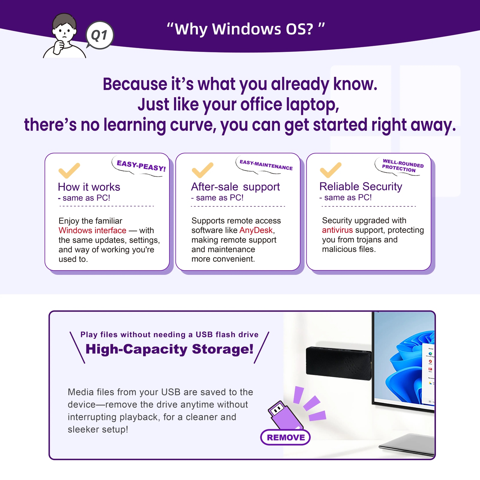 Because it's what you already know. Just like your office laptop, there's no learning curve, you can get started right away.